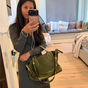 Michael Kors Olive Shoulder Bag with Gold Details